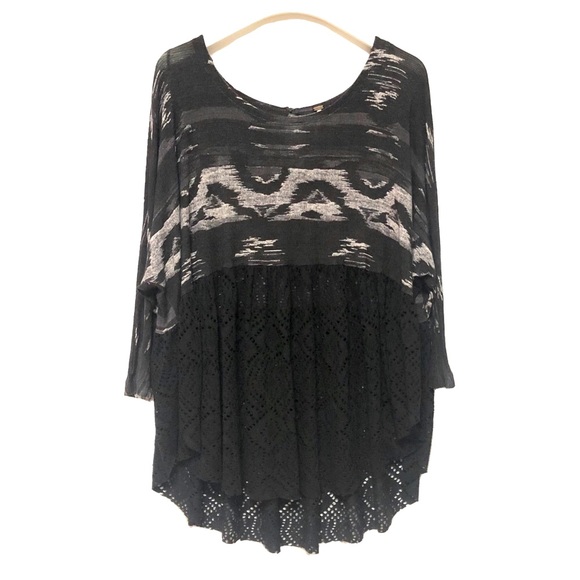 Free People Southwest Eyelet Lace Punched Diamonds Forever Swing Top Size Small - Picture 2 of 11
